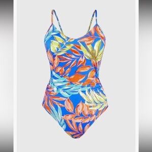 Tropical Blue One Piece Swimsuit